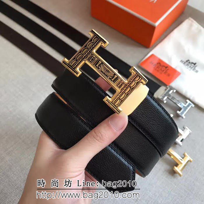 愛馬仕HERMES 自動平滑帶 精鋼五金 原版頭層手掌紋高端男士皮帶 HHG1560